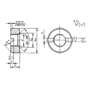 Гайка круглая со шлицем на торце, класс точности В ГОСТ 10657-80 - фото - 1